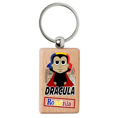 Dracula, romania, breloc din lemn, model 002